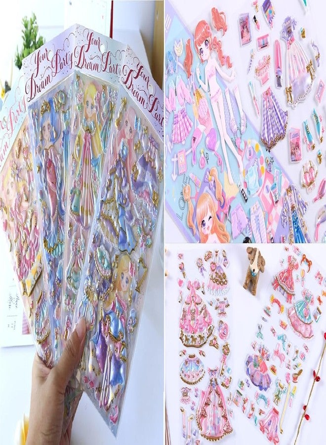 DHAVAL Kavid DIY Puffy Princess Dress-Up Stickers Set for Girls - 3D Kawaii Fashion Dolls, Outfits & Accessories - 2 Sheets of Self-Adhesive Craft, Scrapbook & Gift Stickers. - Image 3